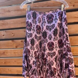 WD.NY A-Line Skirt with Floral Design in Purple and Black